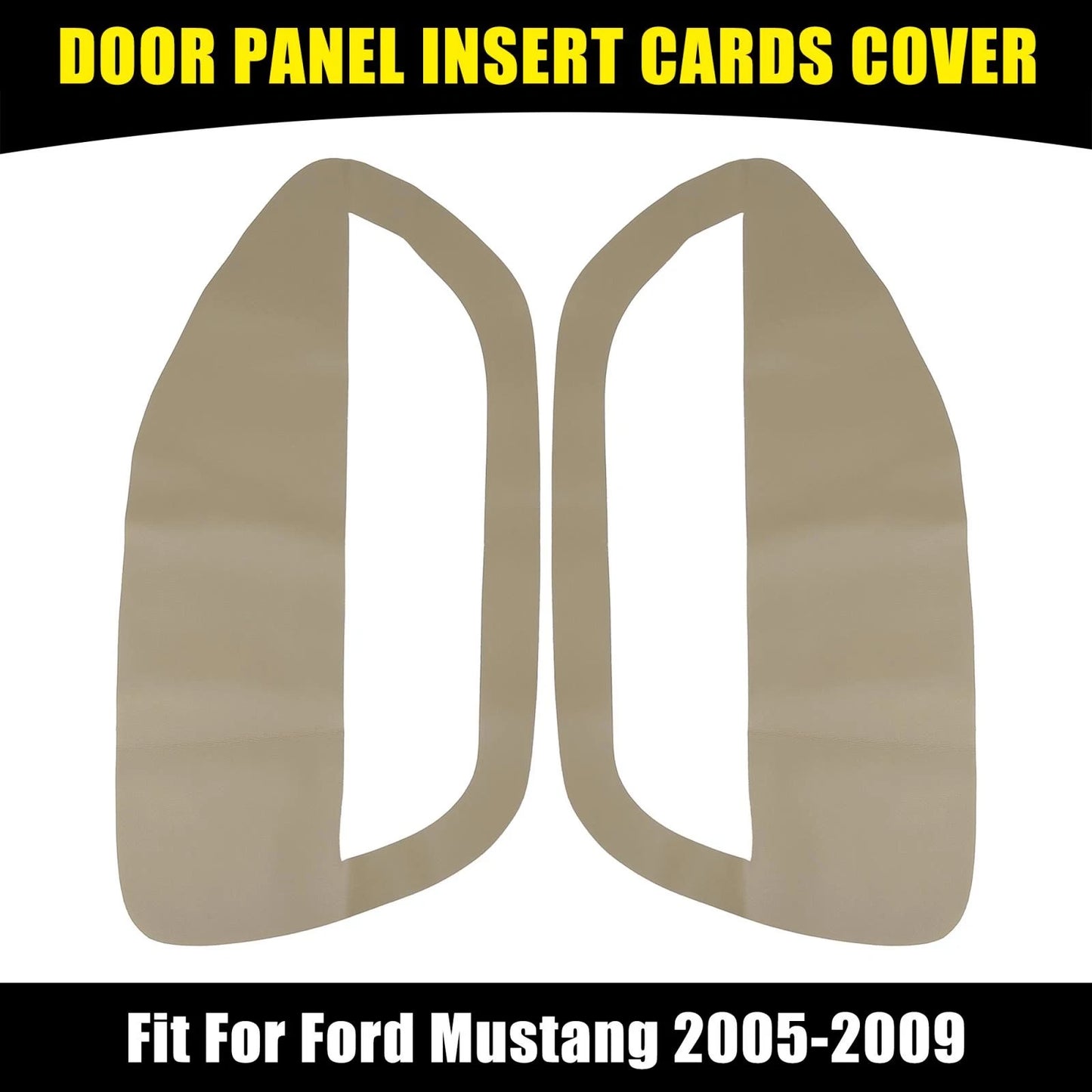 Beige Microfiber Leather Door Panel Insert Covers for Ford Mustang