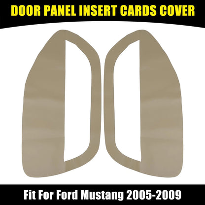 Beige Microfiber Leather Door Panel Insert Covers for Ford Mustang