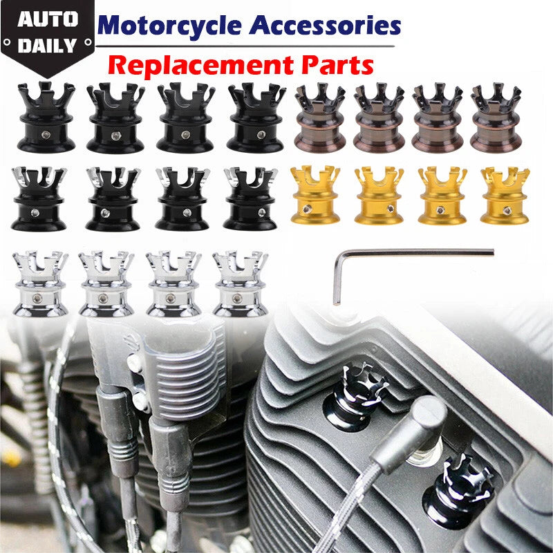 4 x Head Bolt Topper Crown Engine Cover Trim for Harley Road King, Glide
