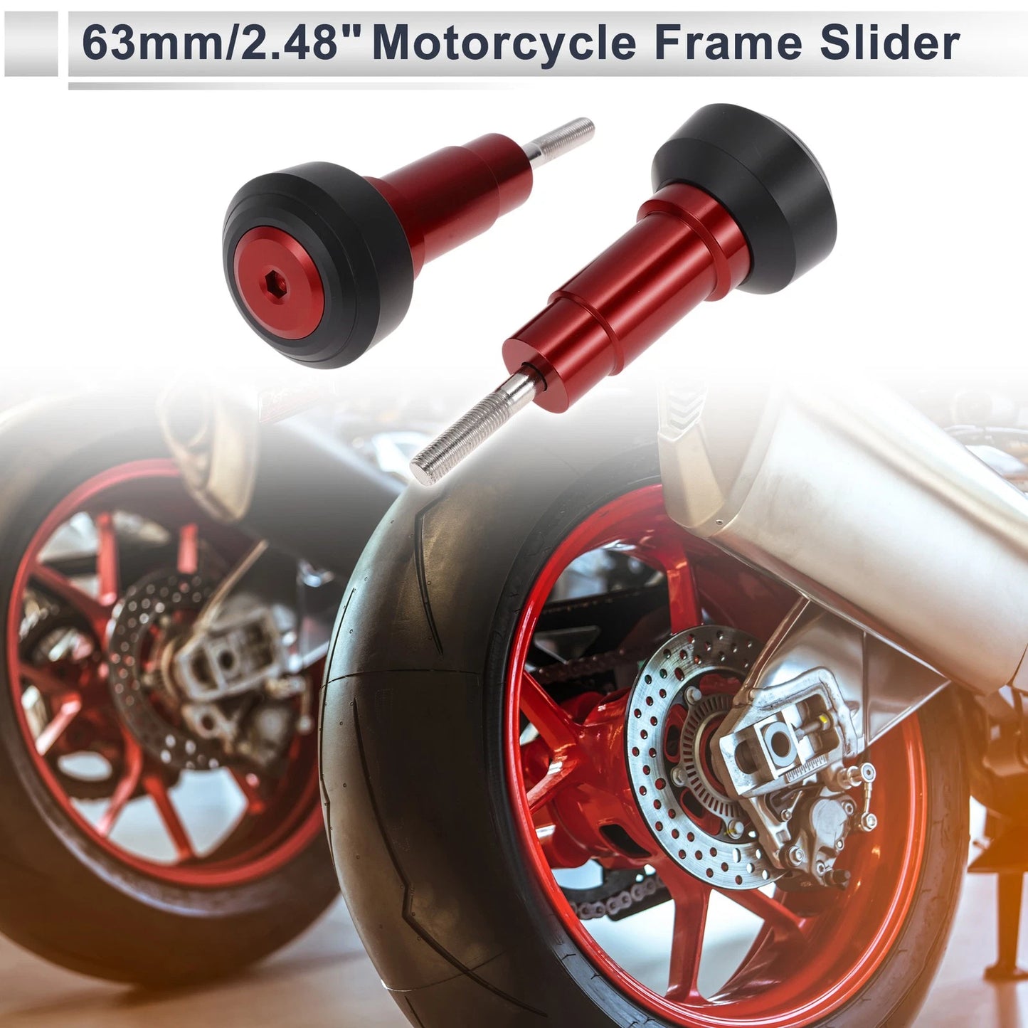 1.1" Aluminum Alloy Plastic Motorcycle Slider Frame 2 Set Red for Motorcycle
