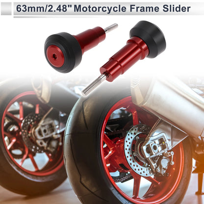 1.1" Aluminum Alloy Plastic Motorcycle Slider Frame 2 Set Red for Motorcycle
