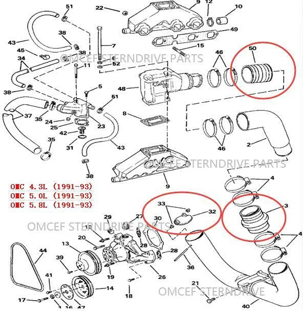Elbow Exhaust Hose for OMC Sterndrive Volvo Penta 4.3-8.2