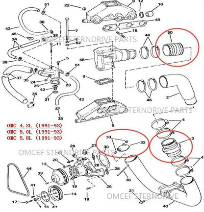 Elbow Exhaust Hose for OMC Sterndrive Volvo Penta 4.3-8.2