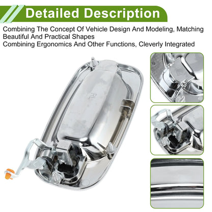 Exterior Door Handle for Chevrolet & GMC Models Silver Tone Rear Left