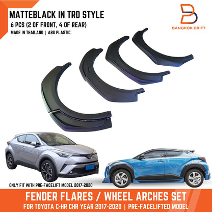 Matte Black TRD Style Fender Flares for Toyota C-HR (2017-2020)