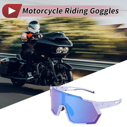 Goggles for Motorcycle UV400 Tri-Acetyl Cellulos Blue/White with Black Spots