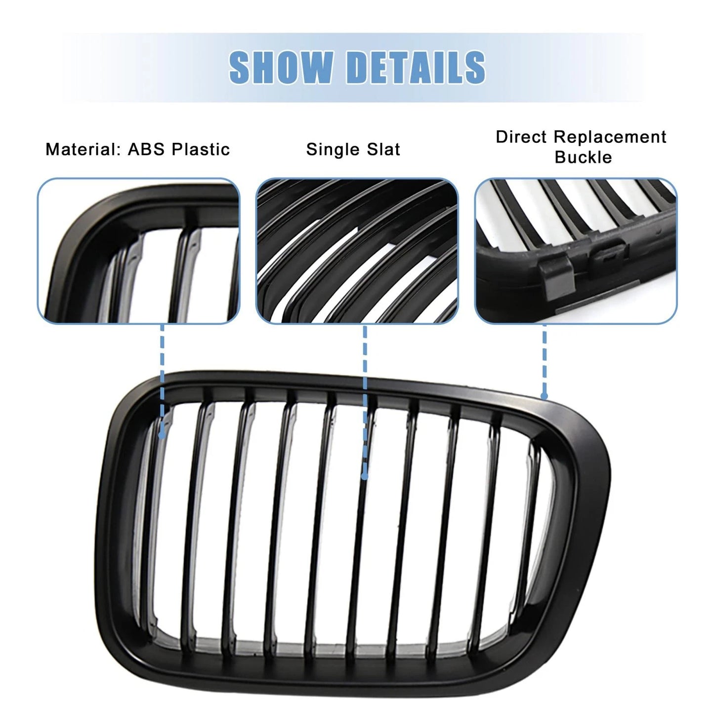 Matte Black Front Upper Kidney Grille for BMW 325i 330i (2006-2013)