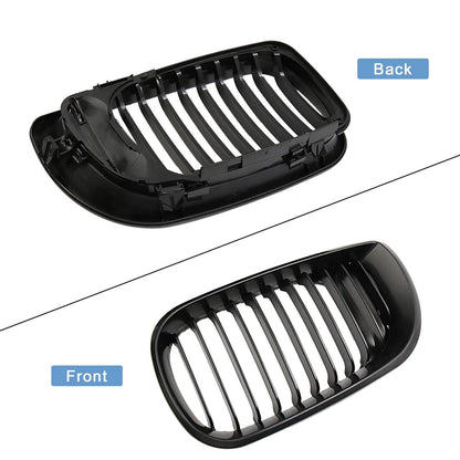 Front Upper Hood Bumper Grille for BMW 335i (2007-2013) - Matte Black Pair