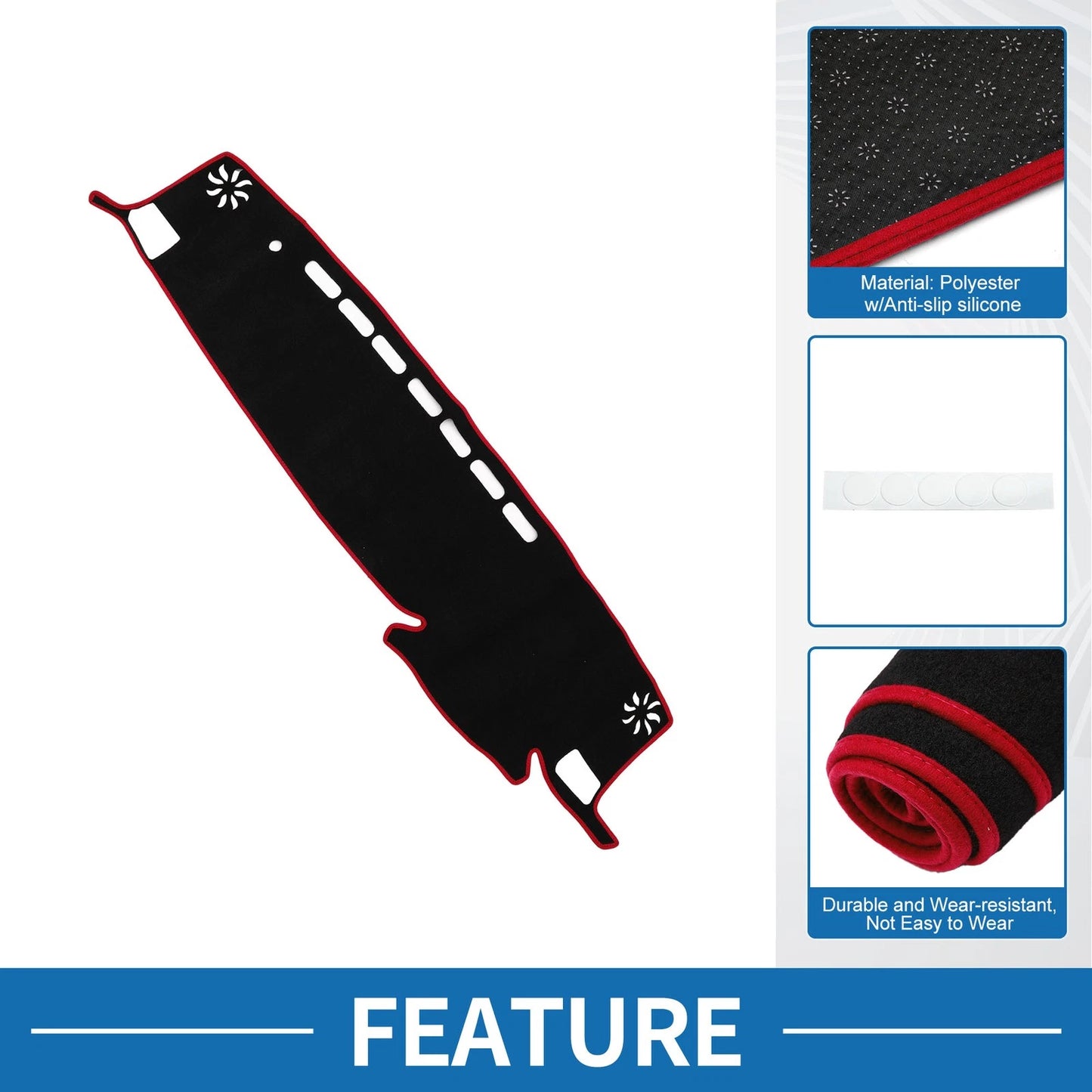 Dashboard Cover Mat for Toyota Highlander 2021-2024 Black Red