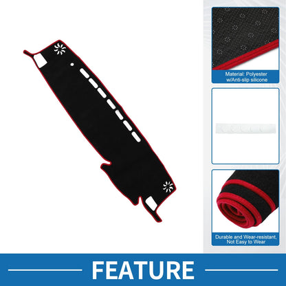 Dashboard Cover Mat for Toyota Highlander 2021-2024 Black Red