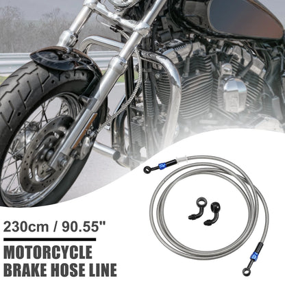 Brake Hose 90 Degree Braided Line 230cm Silver Tone for Motorcycle