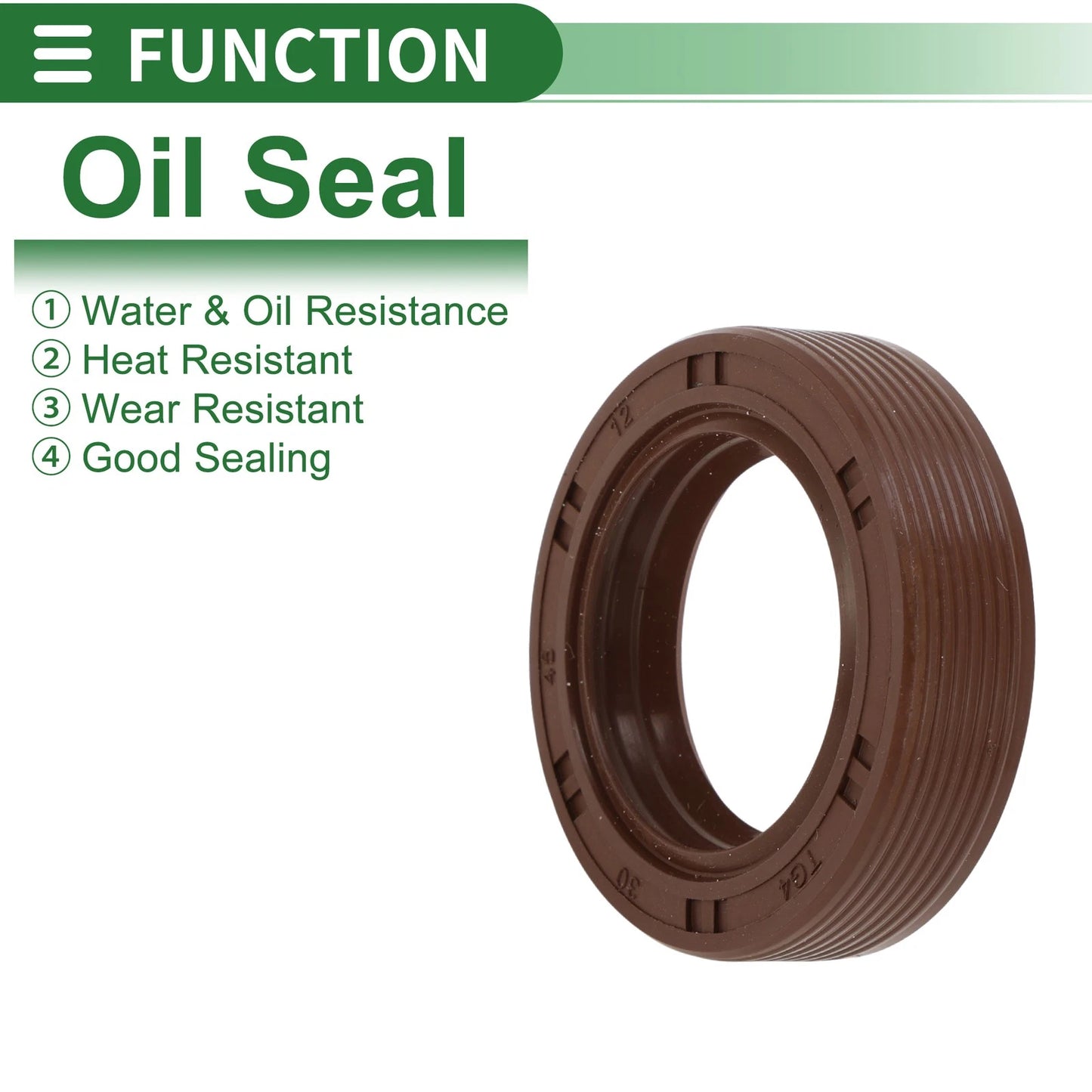 Oil Seal 30x45x12mm FKM Rubber High Pressure Brown 5 Pcs