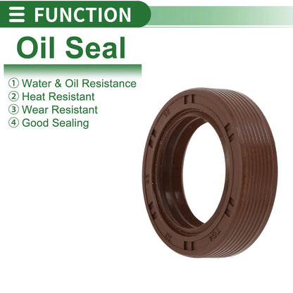 Oil Seal 30x45x12mm FKM Rubber High Pressure Brown 5 Pcs
