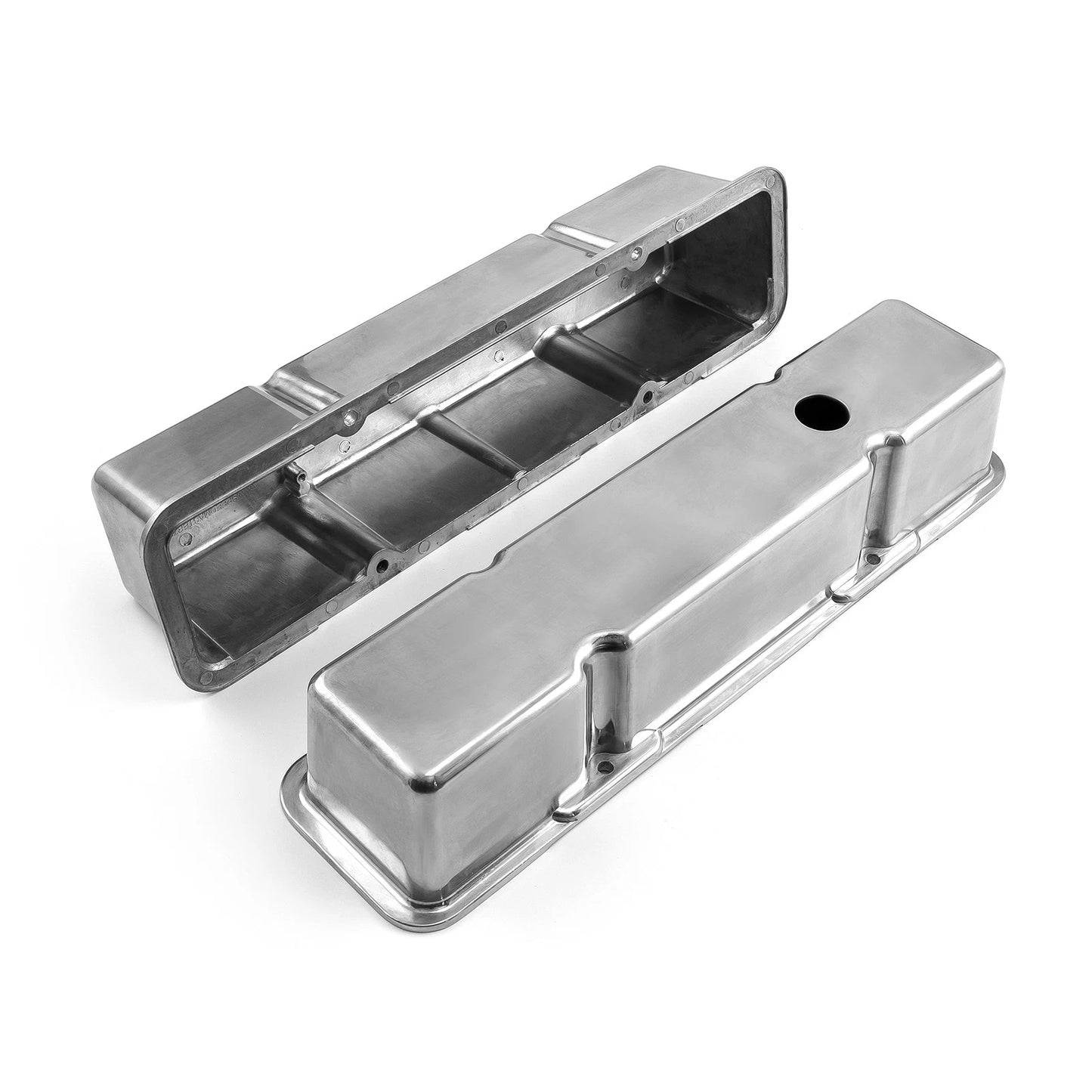 Polished Aluminum Tall Valve Covers w/ Hole for Chevy SBC 350