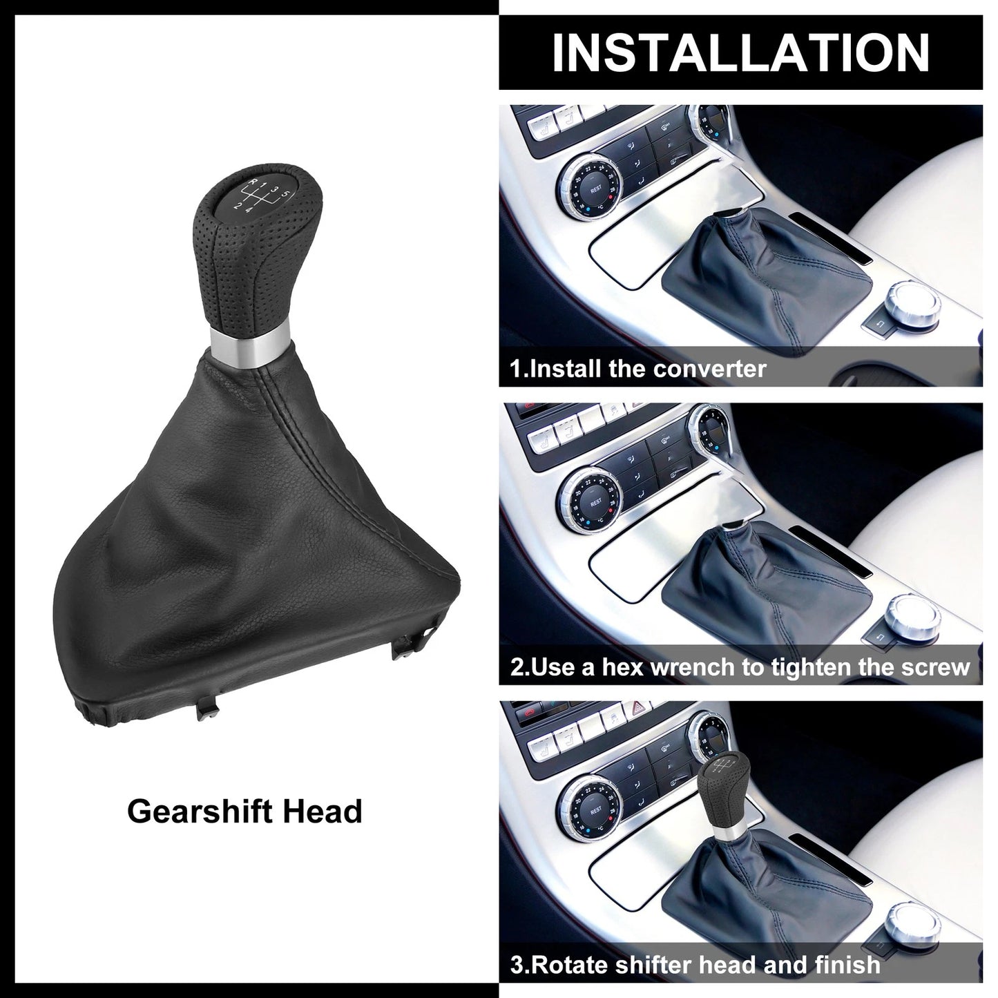 5 Speed Gear Shift Knob Head Black Silver Tone for BMW 1 Series (2004-2013)
