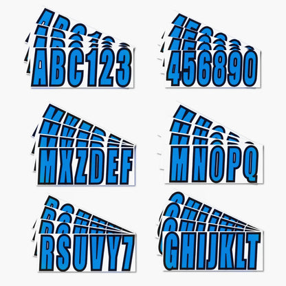 Custom Boat Registration Numbers Blue Decal Sticker Set A-Z & 0-9