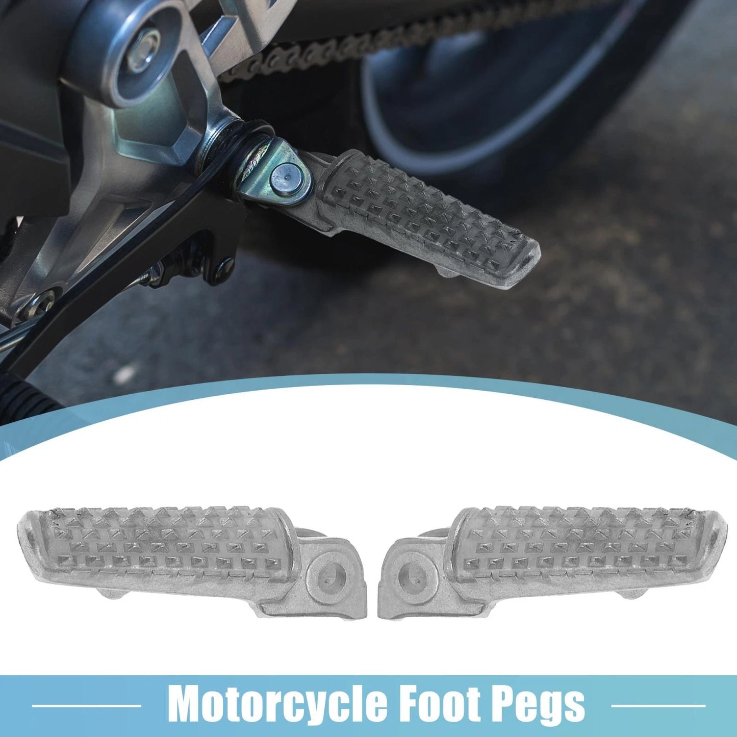 Pair 8mm Metal Footrest Footpeg Silver Tone for Honda