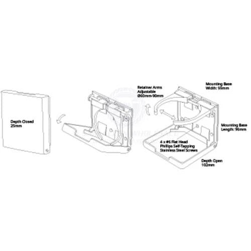 Folding Drink Holder for Caravan/Boat/RV/Camper Trailer - White