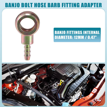 12mm ID Banjo Bolt Hose Barb Fitting Adapter for Motorcycle Vehicle