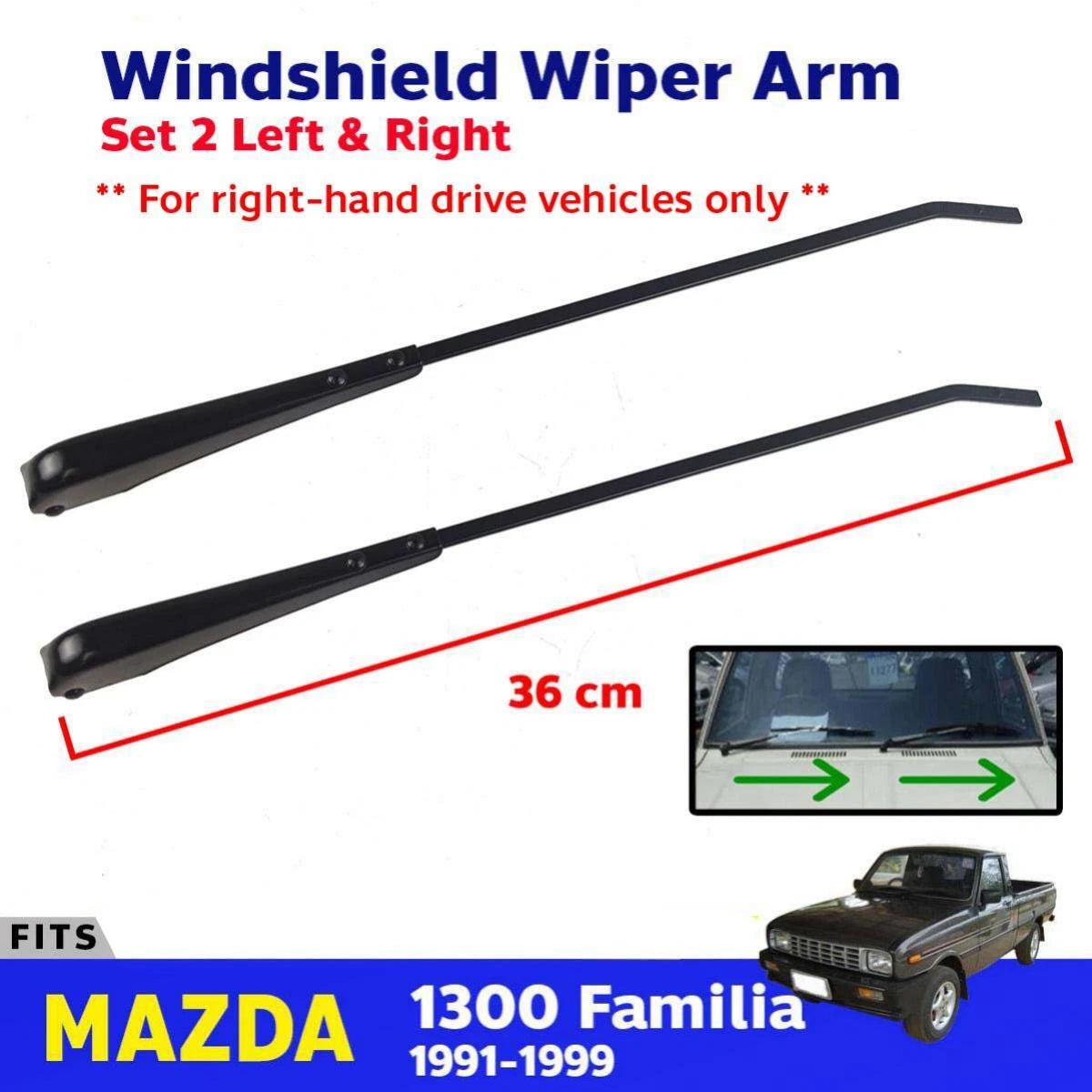Windshield Wiper Arm Black L+R (RHD Fits Mazda 1300 Familia Pickup 1991-99 D07