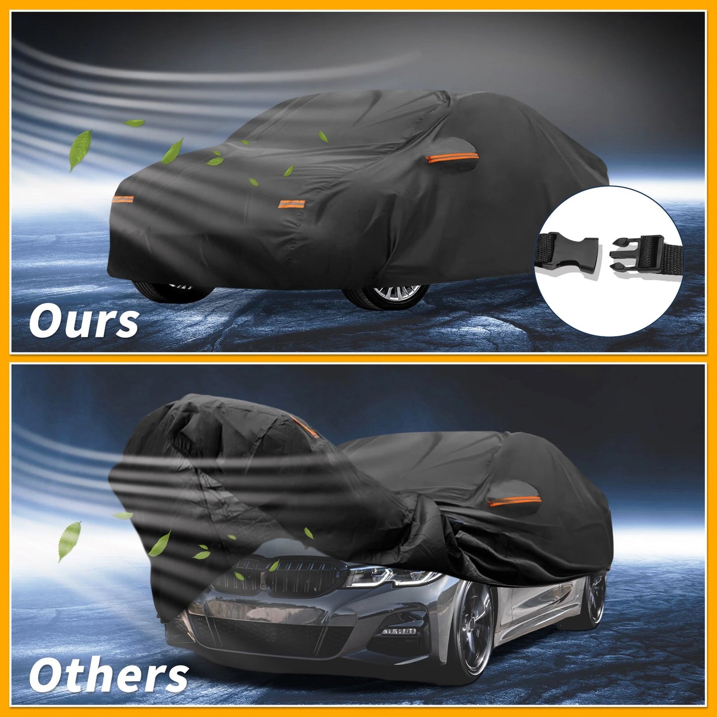 Waterproof Car Cover for BMW 3 Series 2016-2024 Black Aluminum Film