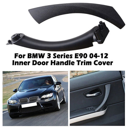 Black Inner & Outer Door Panel Handle Pull Trim Cover for BMW E90 328i (2007-2013)