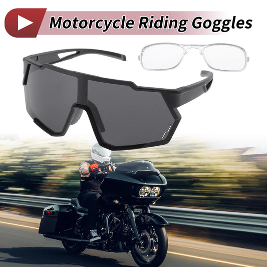 Motorcycle Riding Goggles Black Lens Black Frame PC Sunglasses