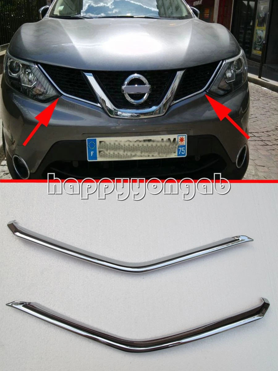 Chrome Front Upper Grille Cover Trim for Nissan Qashqai Rogue Sport (2014-2017)