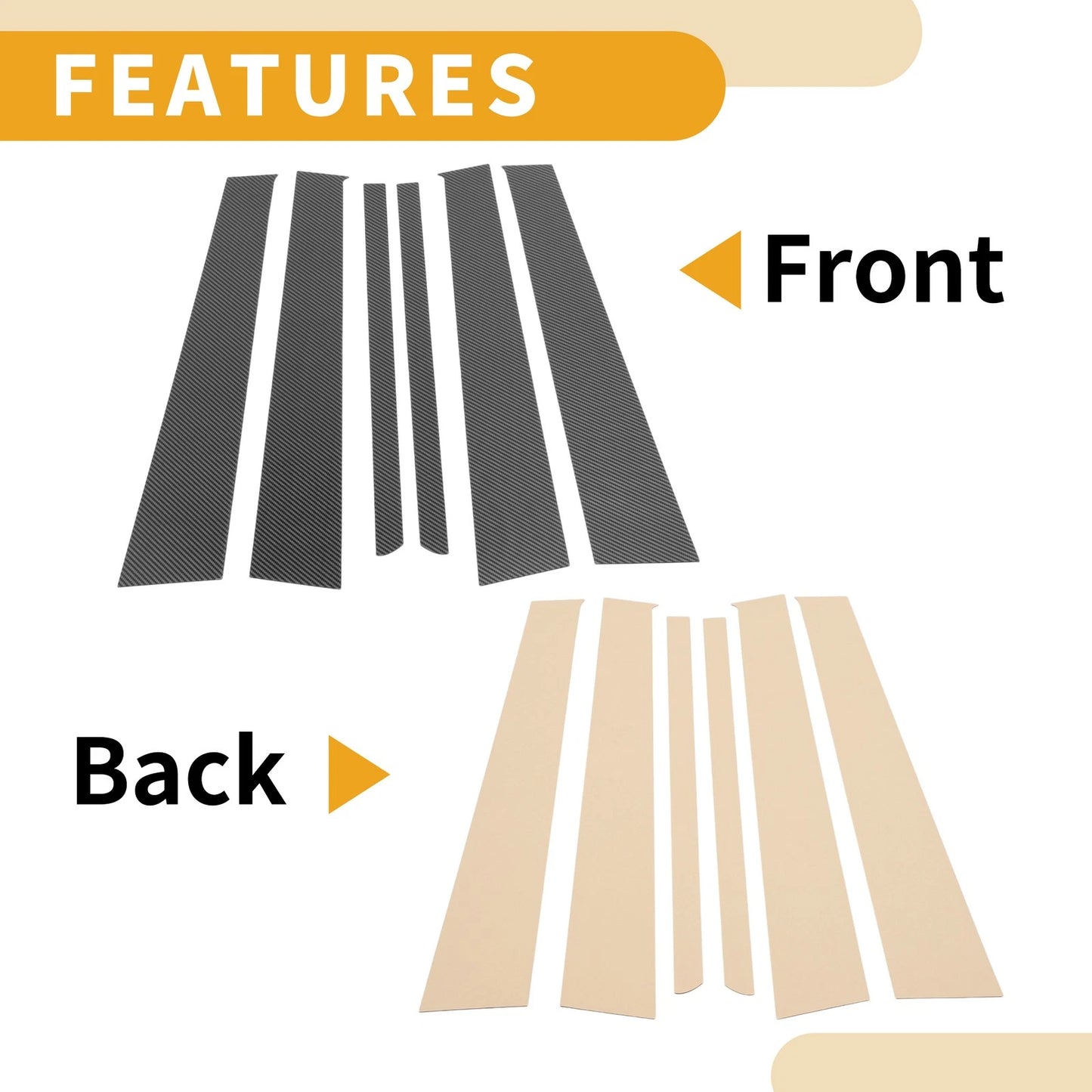 6 x Car Pillar Window Trim Covers for Honda CR-V (2002-2006) Black Carbon Fiber
