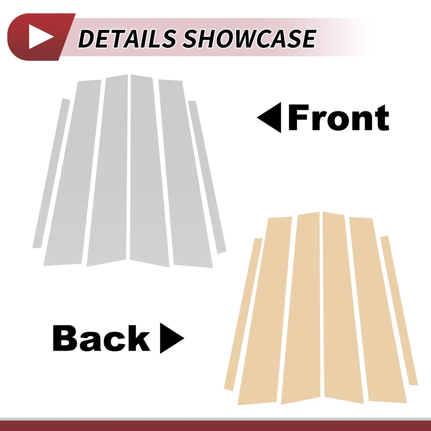 6 x Door Pillar Window Trim for Infiniti G35 4-Door (2007-2015) Silver Tone