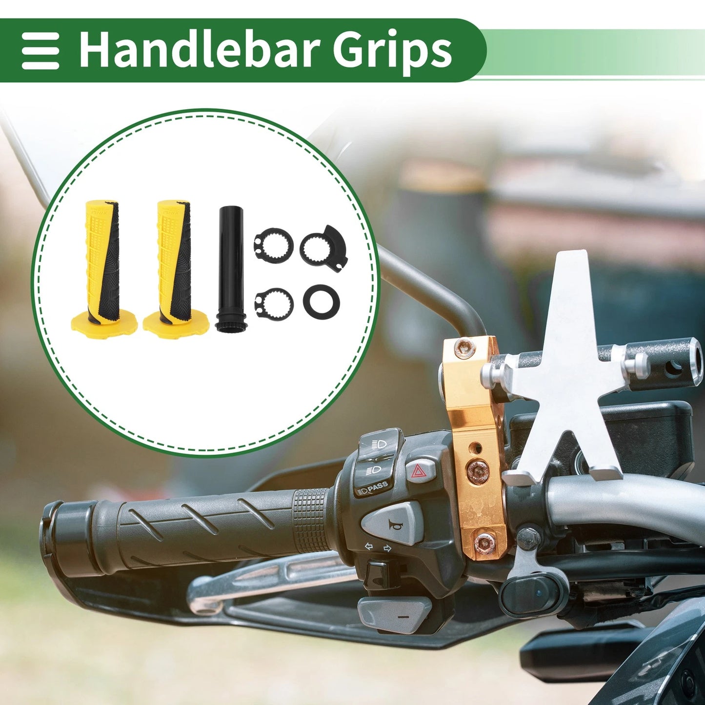7/8" 22mm Hand Grips / Yellow Grid Pattern for Motorcycle