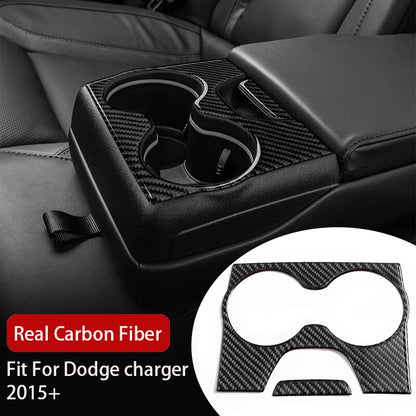 Carbon Fiber Rear Water Cup Holder Cover Trim for Dodge Charger (2015-2021)