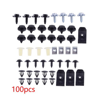 100 x Car Engine Fender Bumper Panel Fastener Clips