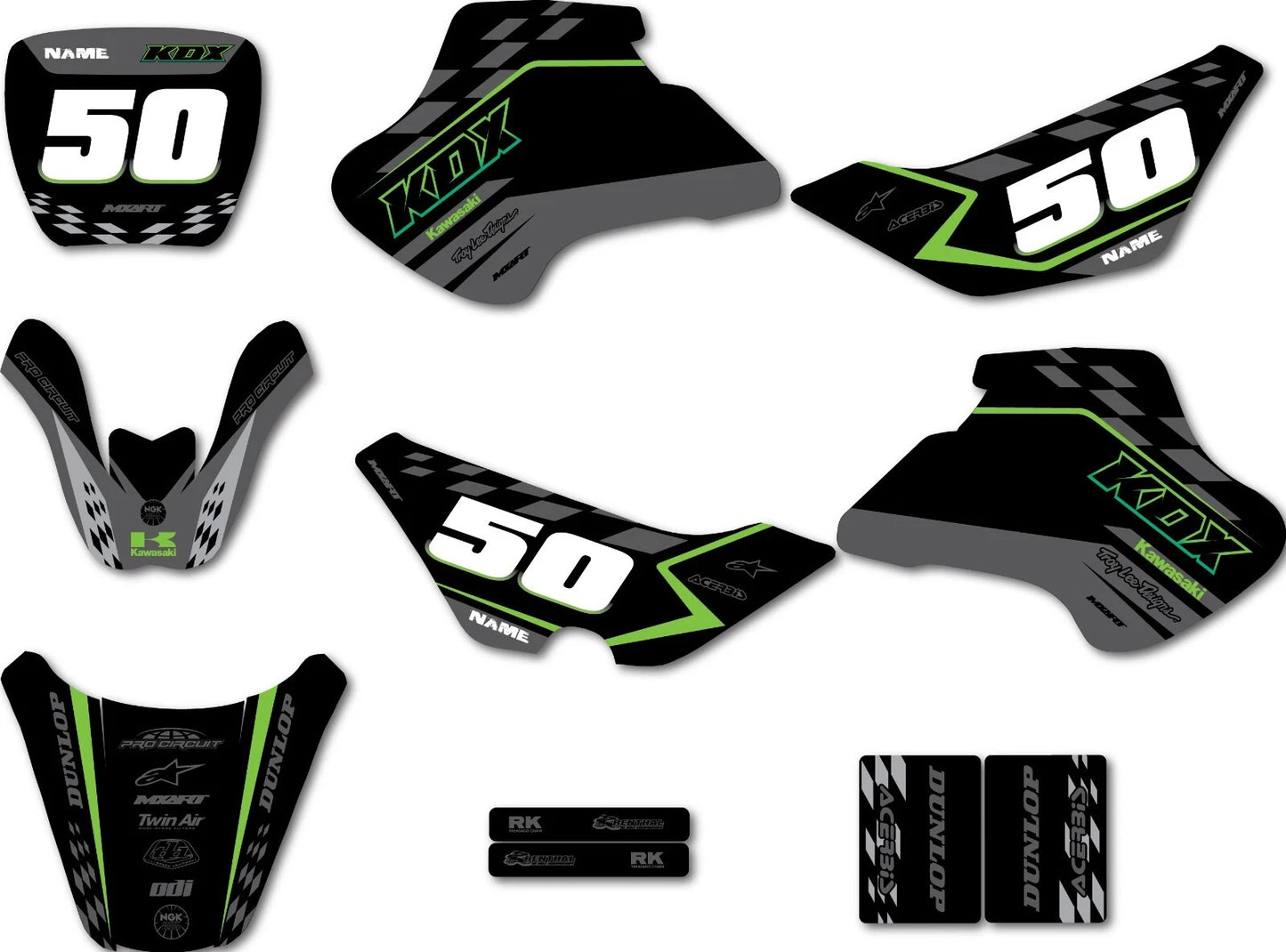 Kawasaki KDX 50 Custom Graphics Full Kit GRANITE STYLE Stickers
