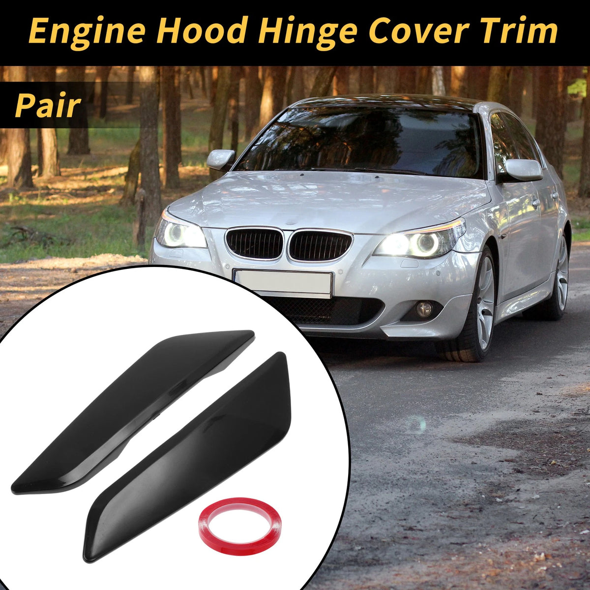 Hood Hinge Cover for BMW G30 5 Series (2017-2023) Black - 1 Pair