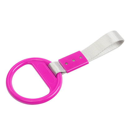 PVC Silver & Rose Red Round Ring Handle Strap for Train Bus Charm