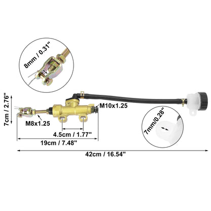 Rear Brake Master Cylinder Pump w/ Reservoir for Motorcycle Dirt Bike Gold Tone