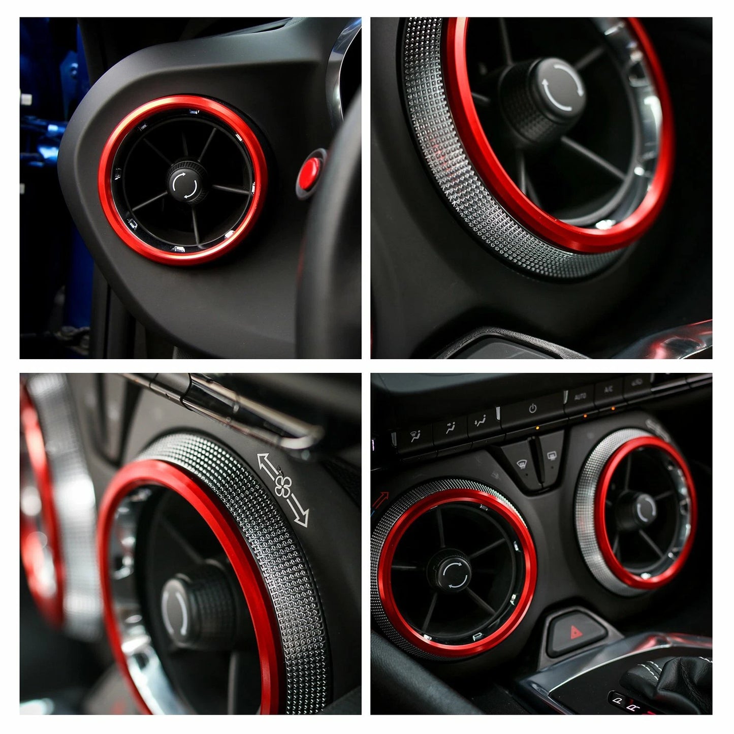 4pcs Car Aluminum AC Air Outlet Vent Cover Ring Trim fit For Chevrolet Camaro