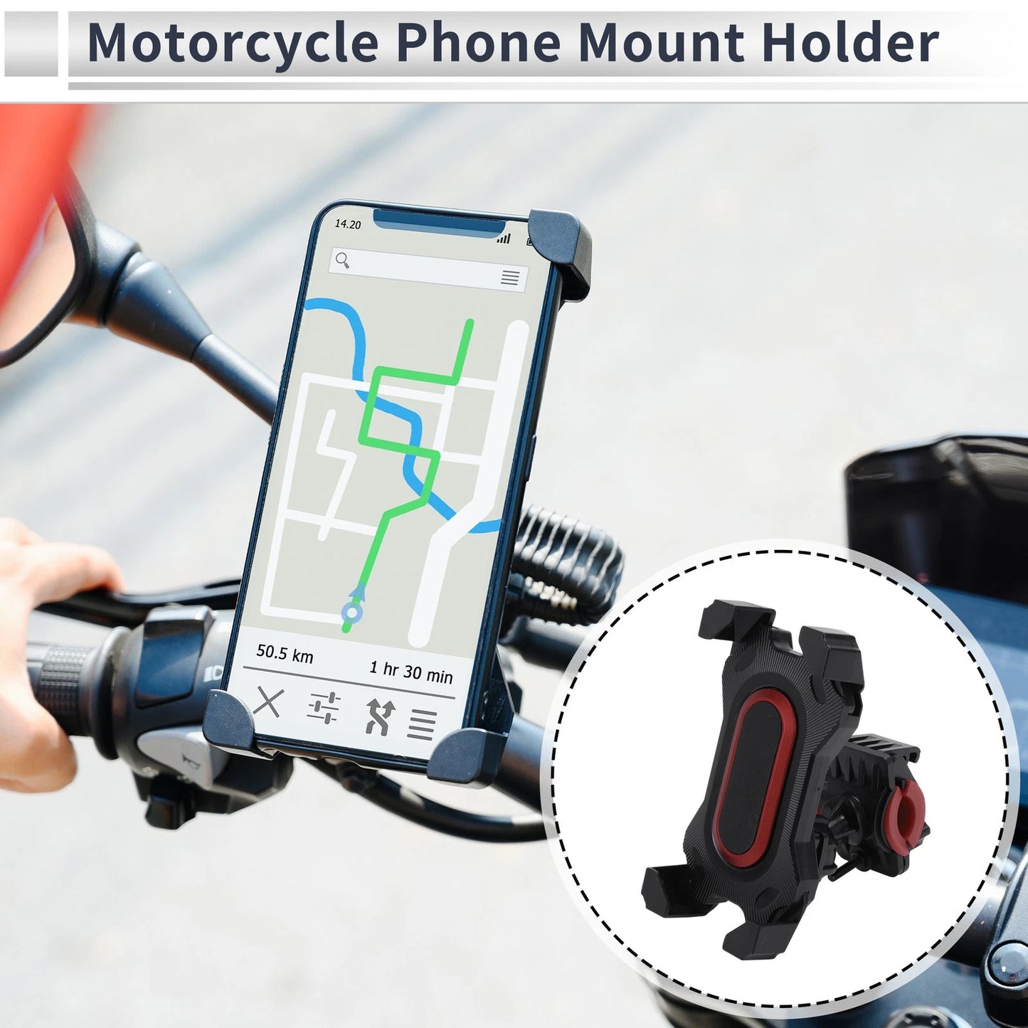 Motorcycle Phone Mount Holder / 1 Pc / Handlebar Mount 4.7-7.2 Phones Black Red for Motorcycle