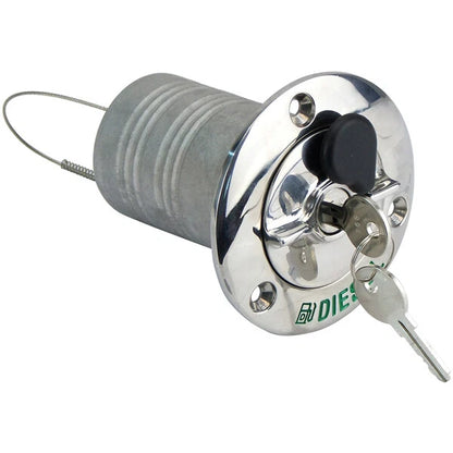 Deck Filler Diesel Straight 50mm Lockable 316 Stainless for OMC/BRP/Mercury
