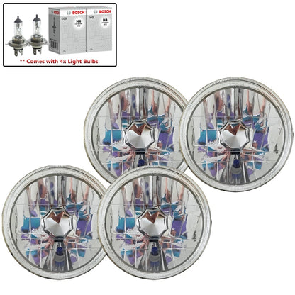 4 x 5.75" Round Diamond Cut Lens for Headlights (Fits Make & Model)