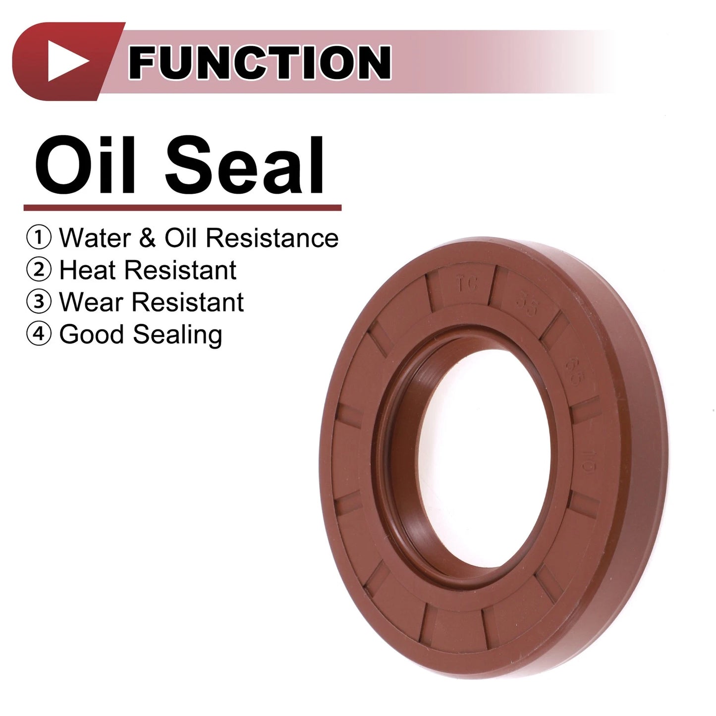2 x Oil Seal 35x65x10mm Brown Rotary Shaft Seal FKM Rubber Seal Ring