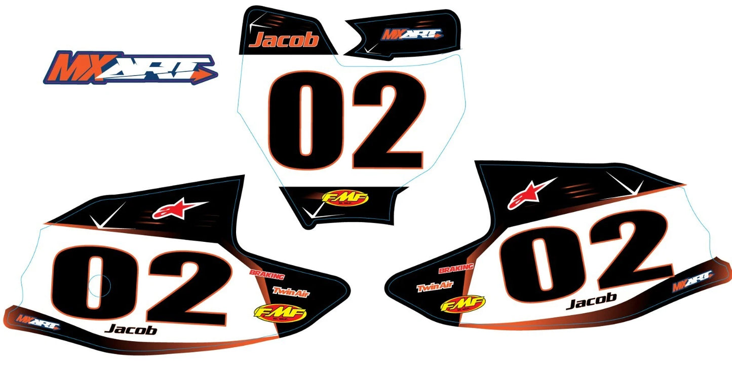 Barbed Style Custom Number Plate Stickers for KTM 50 (2016-2023)