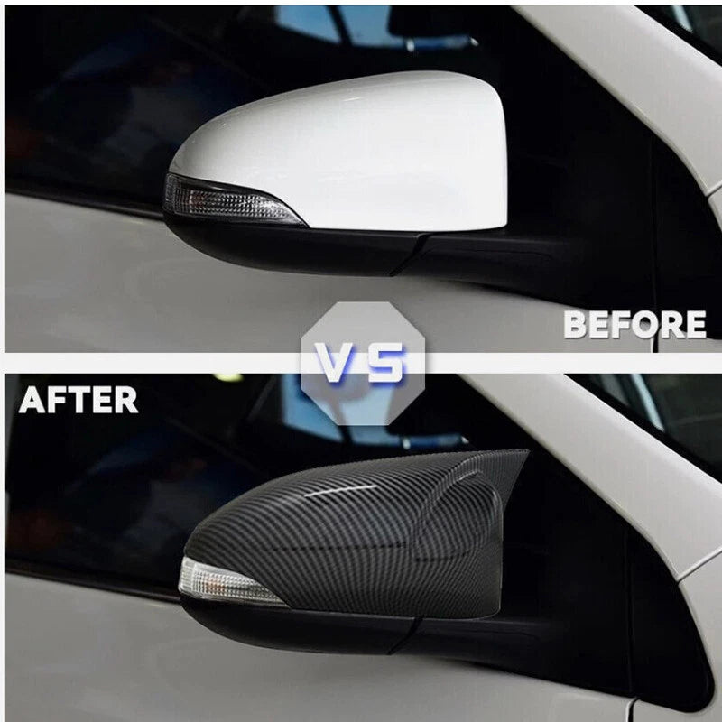 Carbon Look Rear View Mirror Cover Trim for Toyota Corolla (2014-2019) 2 x