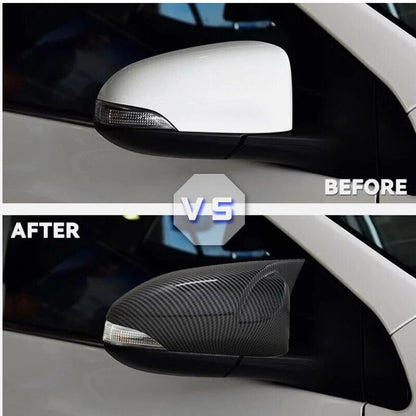Carbon Look Rear View Mirror Cover Trim for Toyota Corolla (2014-2019) 2 x