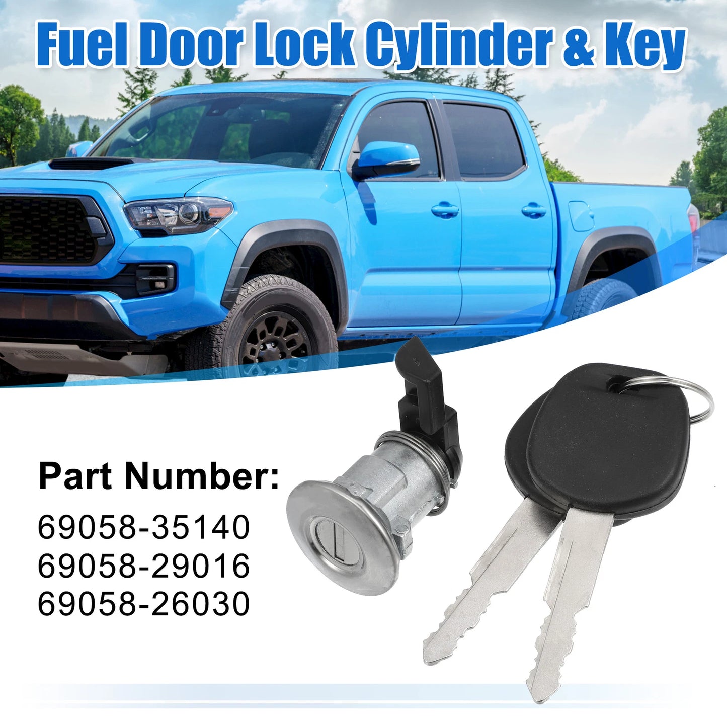 Fuel Door Lock Cylinder w/ Key for Toyota Tacoma Tundra (2005-2023)
