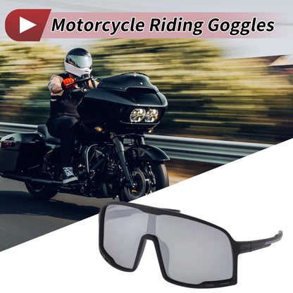 1 x Set Motorcycle Riding Goggles Silver Tone Gray Lens Black Frame PC UV400
