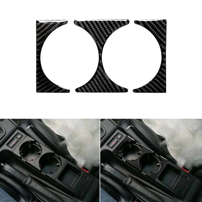Carbon Fiber Interior Cup Holder Cover Trim fit For BMW 3 Series E46 1998-2005
