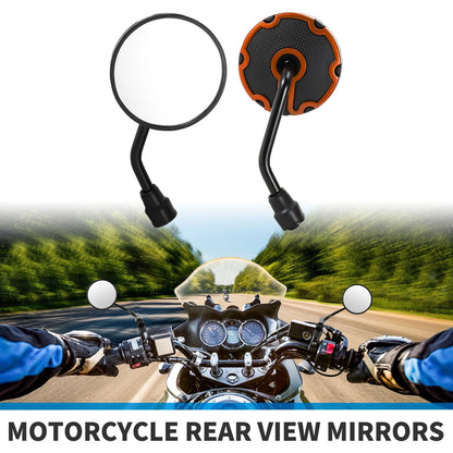 M10 Rear View Mirrors Round Handlebar Orange Black Iron for Motorcycle