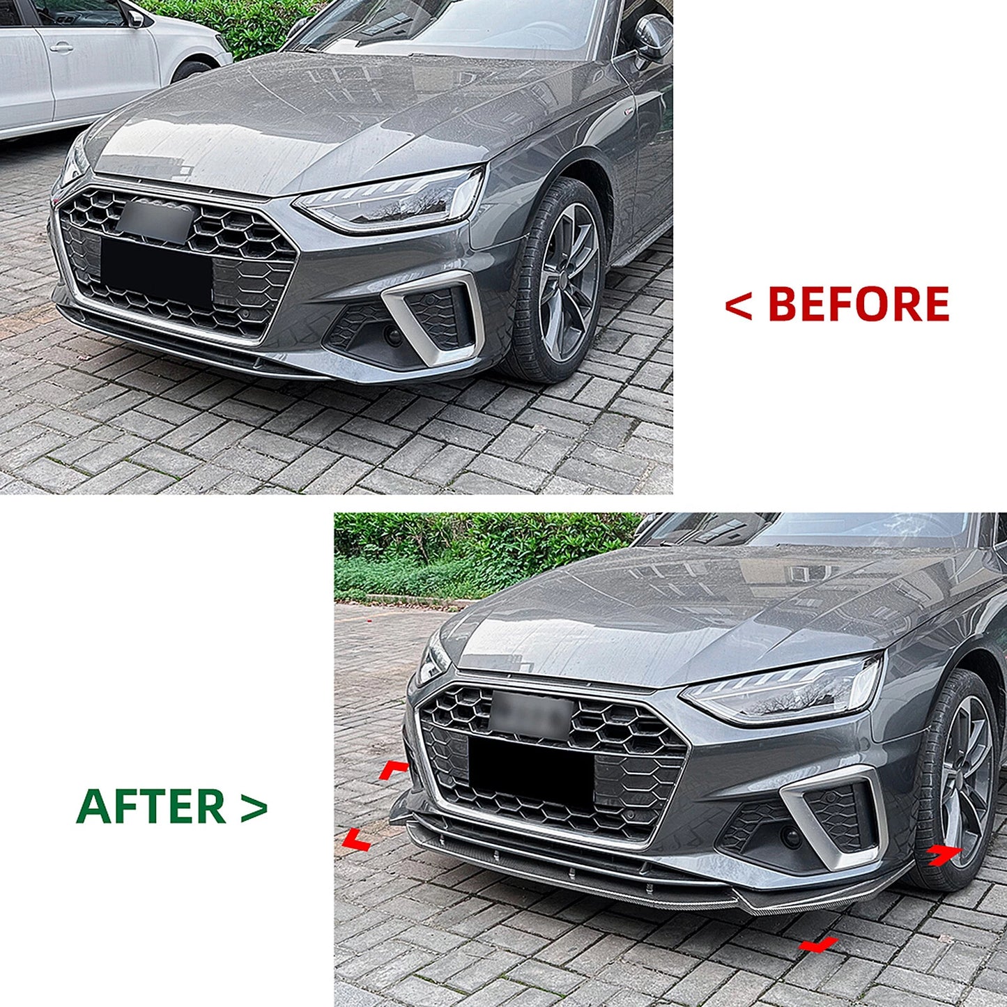 Front Spoiler Lip for Audi A4 S4 B9.5 Sline (2020-2024) Gloss Black